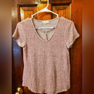 Pink Rose Red Striped Shirt Size Small